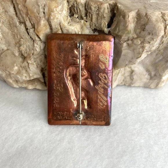 VTG Signed Sterling Silver 925 Copper 1.60" Southwest Overlay Kokopelli Brooch - Picture 5 of 16